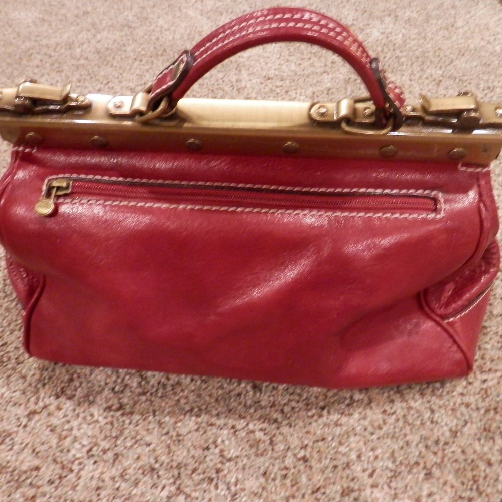 LAVORAZIONE ARTIGIANALE ITALIAN RED LEATHER SATCHEL PURSE - Picture 5 of 5
